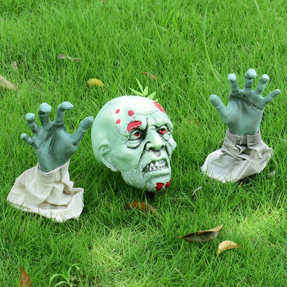 Artificial Skull Head Skeleton Hands Ornament Gift for Halloween Theme Party